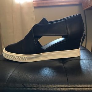 Black wedge sneaker-sandals